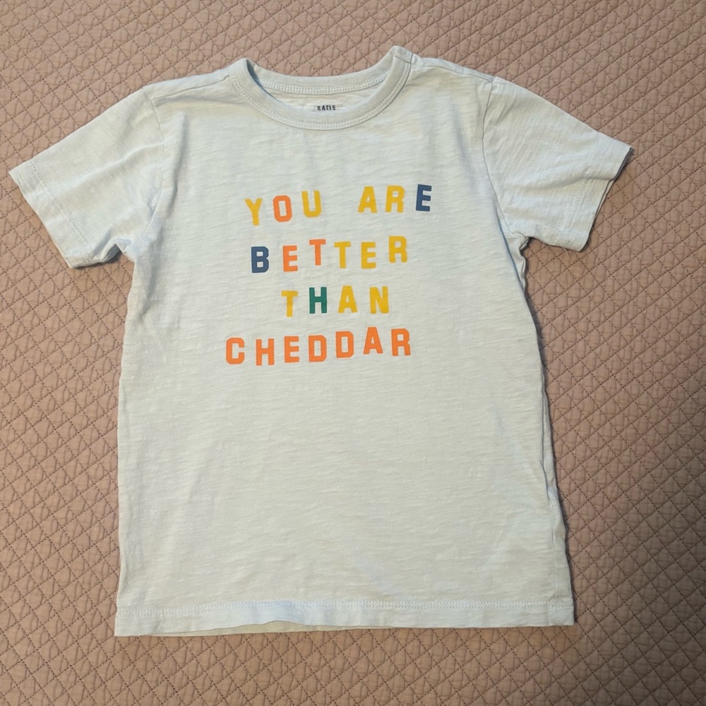 Crewcuts x Katie Kimmel Tee- light blue  with Multicolor Print